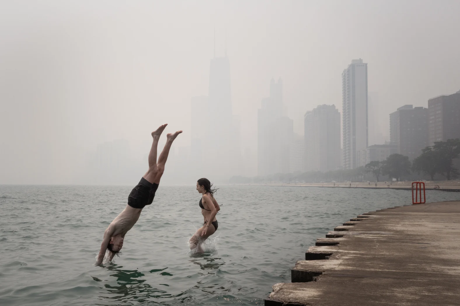 Chicago skyline obscured by wildfire smoke in July 2026