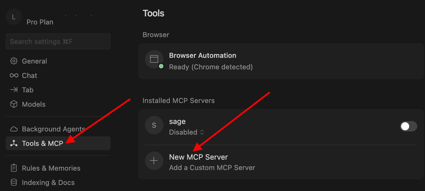 Sage MCP Cursor setup