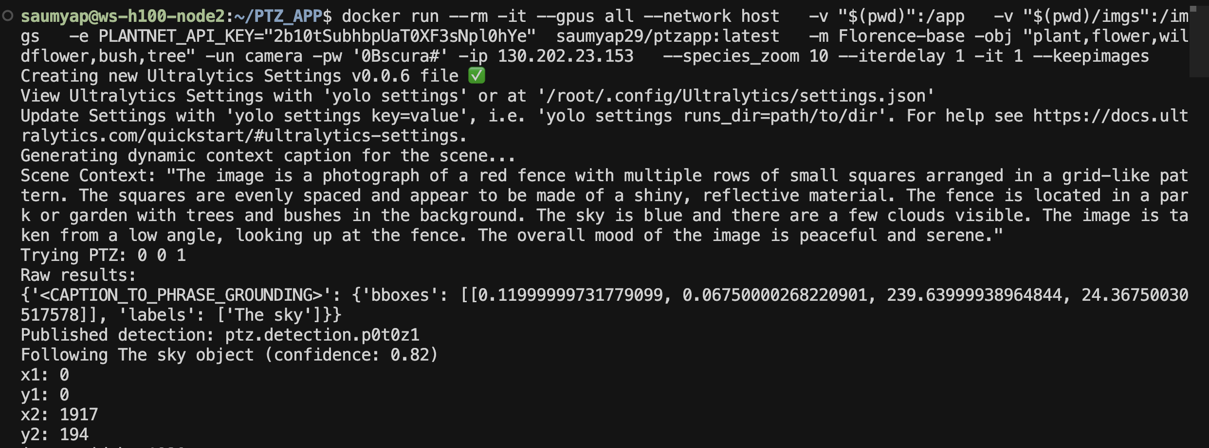 Console log showing the generated Scene Context